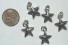 5, 18mm Bright Silver Plated Star Pendants